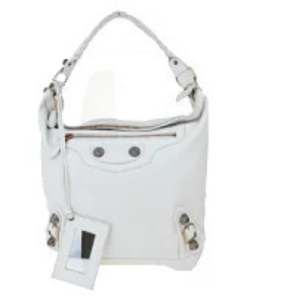 Balenciaga The Day Shoulder Bag White Leather Hand Mirror